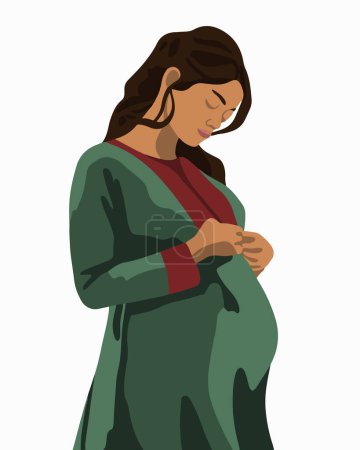 Téléchargez les illustrations : Illustration vectorielle isolée d'une femme enceinte. Maternité de substitution. Attendre la naissance d'un enfant. - en licence libre de droit