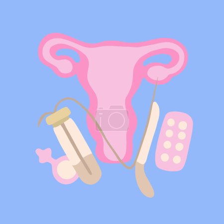 Illustration for Vector isolated illustration of egg donation. In vitro fertilization. Artificial insemination. Transvaginal oocyte retrieval. - Royalty Free Image