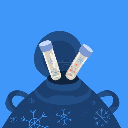 Illustration for Vector isolated illustration of egg and sperm cryopreservation. Freezing of eggs and sperm. - Royalty Free Image