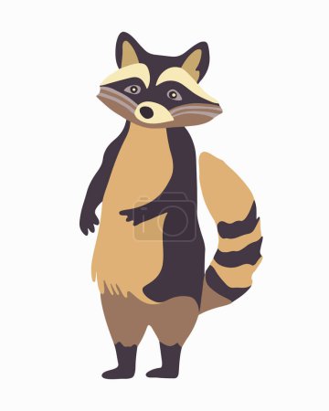 Illustration for Vector isolated illustration of a cartoon raccoon on a white background. - Royalty Free Image
