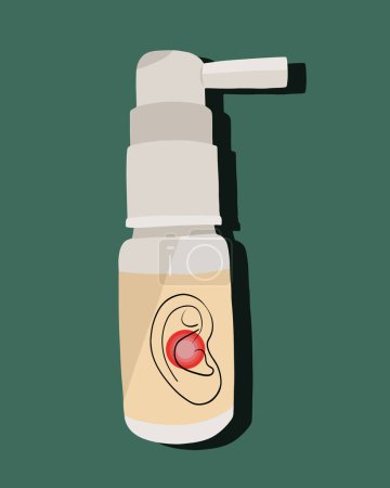 Illustration for Vector isolated illustration of drops for treatment of ear. - Royalty Free Image
