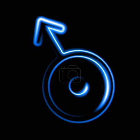 Illustration for Vector isolated illustration of astrological sign of planet Uranus with neon effect. - Royalty Free Image