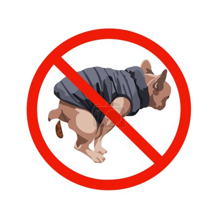 Illustration vectorielle isolée de l'interdiction de défécation de chien icône.