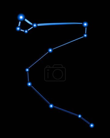 Vector isolated illustration of dragon constellation with neon effect.