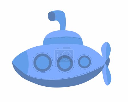 Vector isolated illustration of a submarine on a white background.