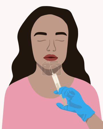 Vector isolated illustration of lip injections. Lip augmentation.