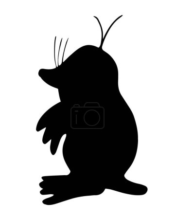 Vector isolated illustration of a mole silhouette on a white background.