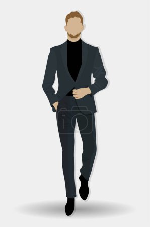 Ilustración de Joven hombre de negocios moderno en ropa de oficina aislado en fondo blanco. Un hombre de negocios. Estilo de vector de moda. - Imagen libre de derechos