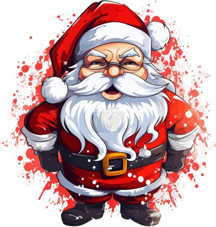 Ilustración de Santa Claus. Trendy hipster Ilustración vectorial de Santa Claus en traje rojo. navidad. Año nuevo 2024 - Imagen libre de derechos