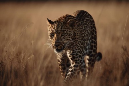 Photo for A guepard walking silently on the african grasslands at sunset. High quality photo - Royalty Free Image