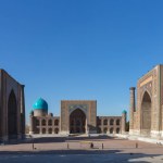 Panorama of Registan square in the city of Samarkand , Uzbekistan, Sentral Asia