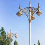 Ashgabat, Turkmenistan. October 10: Park design element- custom made beautiful curly lanterns .