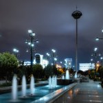 Inspiration Square public park at night , Ashgabat.