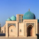 Tashkent, Uzbekistan. October 18, 2019: View to Abubakr Kaffal-Shashi mausoleum part of Hazrati Imam ensemble..