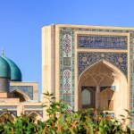Tashkent, Uzbekistan. October 18, 2019: View to Barak-khan Madrasah, part of Hazrati Imam complex.