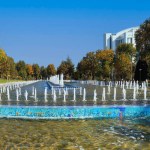 Beautiful fountains by Independance square in Tashkent, Uzbekistan