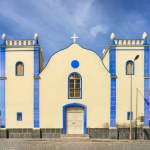 Sal Rei, Cape Verde - March 22th 2018: Vibrant Santa Isabel Church: Exterior Beauty in Boa Vista Isabel Church in Boa Vista. High quality photo