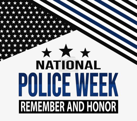 Photo for National Police Week backdrop with a blue and black American flag. Police Week typography patriotic design - Royalty Free Image