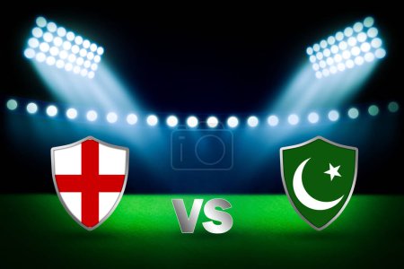 Photo for England Vs Pakistan Cricket Match Championship Background in 3D Rendered Abstract Stadium - Royalty Free Image