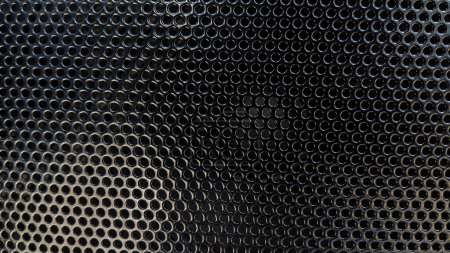 Foto de Black metal dot grilled pattern. black metal wall texture - Imagen libre de derechos