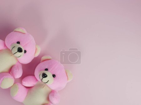 Photo for Lovely pink bear doll on pink background. adorable pink bear for decorative. with copy space for text - Royalty Free Image