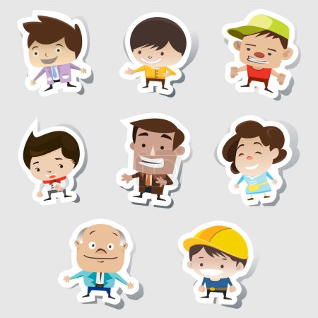Illustration for Set of cartoon stickers on the board . Vector illustration cartoon label - Royalty Free Image