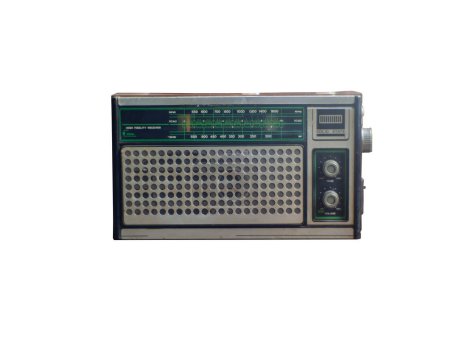Vintage portable radio isolated on white background