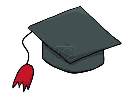 Graduation Cap and Diploma Icon Vector in Black and White for Education Success