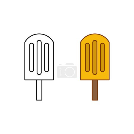 Téléchargez les illustrations : Icône logo crème glacée illustration coloré et contour - en licence libre de droit