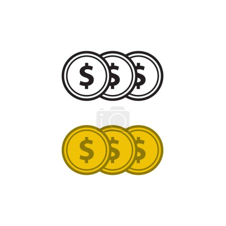 Illustration for Money dollar coin logo icon illustration colorful and outline - Royalty Free Image