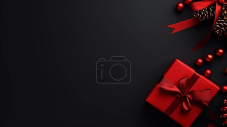 Photo for Sleek Black Friday. Bold red and black contrast with vouchers, discounts, and gifts - Royalty Free Image