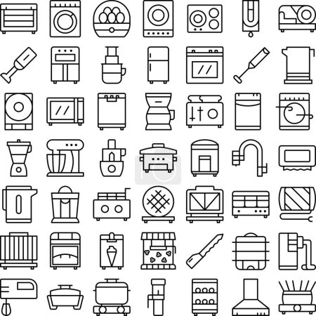 Ilustración de Vector de conjunto de iconos de electrodomésticos de cocina. Perfecto para la interfaz de usuario, nueva aplicación. - Imagen libre de derechos