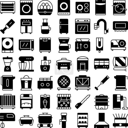 Ilustración de Vector de conjunto de iconos de electrodomésticos de cocina sólido. Perfecto para la interfaz de usuario, nueva aplicación. - Imagen libre de derechos