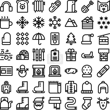 Ilustración de Set de iconos de vectores de invierno. Perfecto para la interfaz de usuario, nueva aplicación. - Imagen libre de derechos
