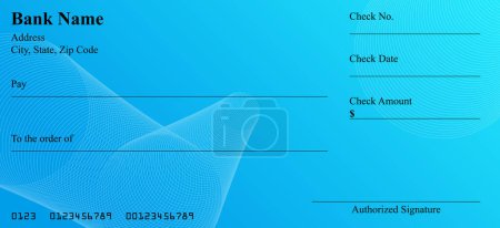 Photo for Vector of Blank Bank or Personal Check. Payment, Money, Cash, Currency, Cheque, Banknote - Royalty Free Image