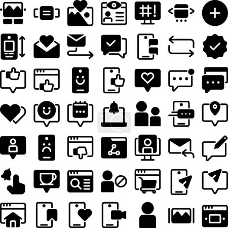 Conjunto de iconos de interacción de vectores de redes sociales. Perfecto para la interfaz de usuario, nueva aplicación