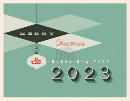 Illustration for Vintage style 2023 greeting card - Vector EPS10. Grunge effects can be easily removed for a brand new, clean sign. - Royalty Free Image