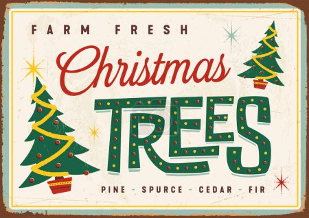 Vintage Metal Sign - Fram Fresh Christmas Trees - Vector EPS10. Grunge effects can be easily removed for a brand new, clean design.
