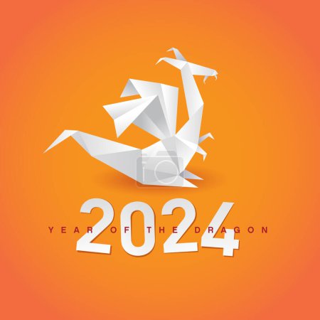 Ilustración de Año Nuevo Chino 2024 Año del dragón felicitación postal - Vector EPS10. - Imagen libre de derechos
