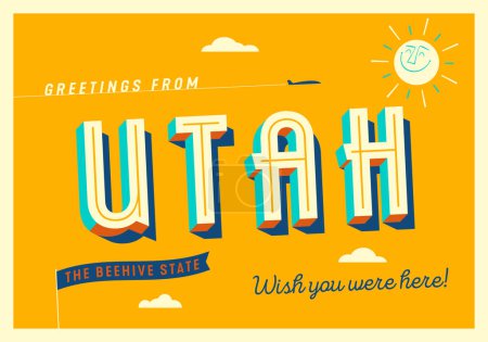 Téléchargez les photos : Salutations de l'Utah, États-Unis - The Beehive State - Carte postale touristique. - en image libre de droit