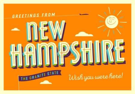 Téléchargez les photos : Salutations du New Hampshire, États-Unis - The Granite State - Carte postale touristique. - en image libre de droit