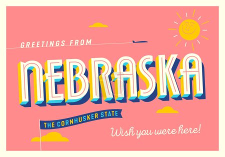 Téléchargez les photos : Salutations du Nebraska, États-Unis - The Cornhusker State - Carte postale touristique. - en image libre de droit