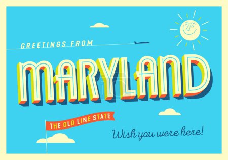 Téléchargez les photos : Salutations de Maryland, États-Unis - The Old Line State - Carte postale touristique. - en image libre de droit