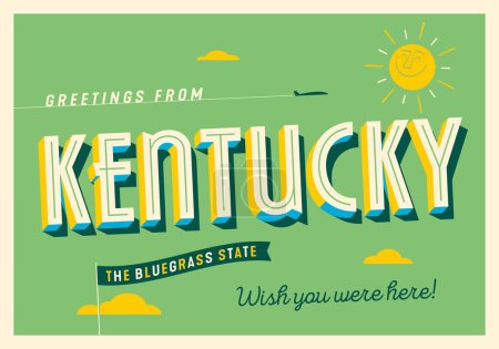 Téléchargez les photos : Salutations de Kentucky, États-Unis - The Bluegrass State - Carte postale touristique. - en image libre de droit