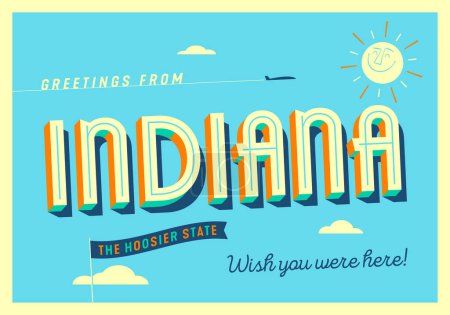 Téléchargez les photos : Salutations de Indiana, États-Unis - The Hoosier State - Carte postale touristique. - en image libre de droit