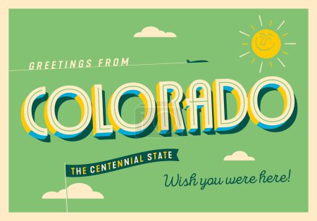 Téléchargez les photos : Salutations du Colorado, États-Unis - L'État du Centenaire - Carte postale touristique. - en image libre de droit