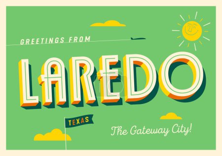 Téléchargez les photos : Salutations de Laredo, Texas, États-Unis - J'aimerais que vous soyez là ! - Carte postale touristique. - en image libre de droit