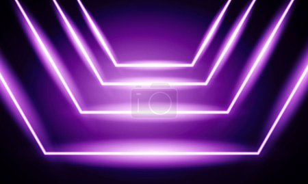 Illustration for Abstract line neon effect. digital technology tunnel, Futuristic technology abstract background. 3D rendering - Royalty Free Image