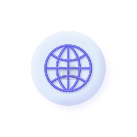 Ilustración de Icono de hipervínculo 3D Globe. Busca en el letrero WWW. Tecnología de alojamiento web. Página web de búsqueda de navegadores. Moderno y moderno vector en estilo 3d. - Imagen libre de derechos