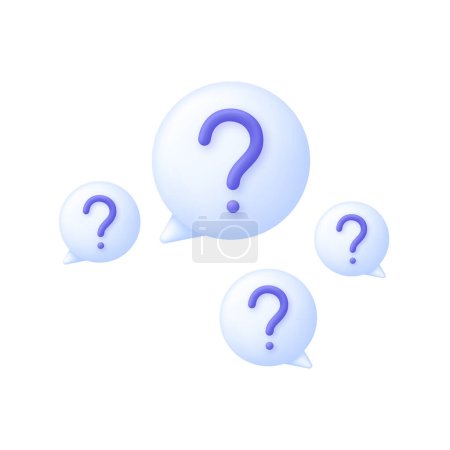 Ilustración de Signo de interrogación 3D en Speech Bubble. Pide una señal de ayuda. FAQ símbolo del cuestionario. Moderno y moderno vector en estilo 3d - Imagen libre de derechos